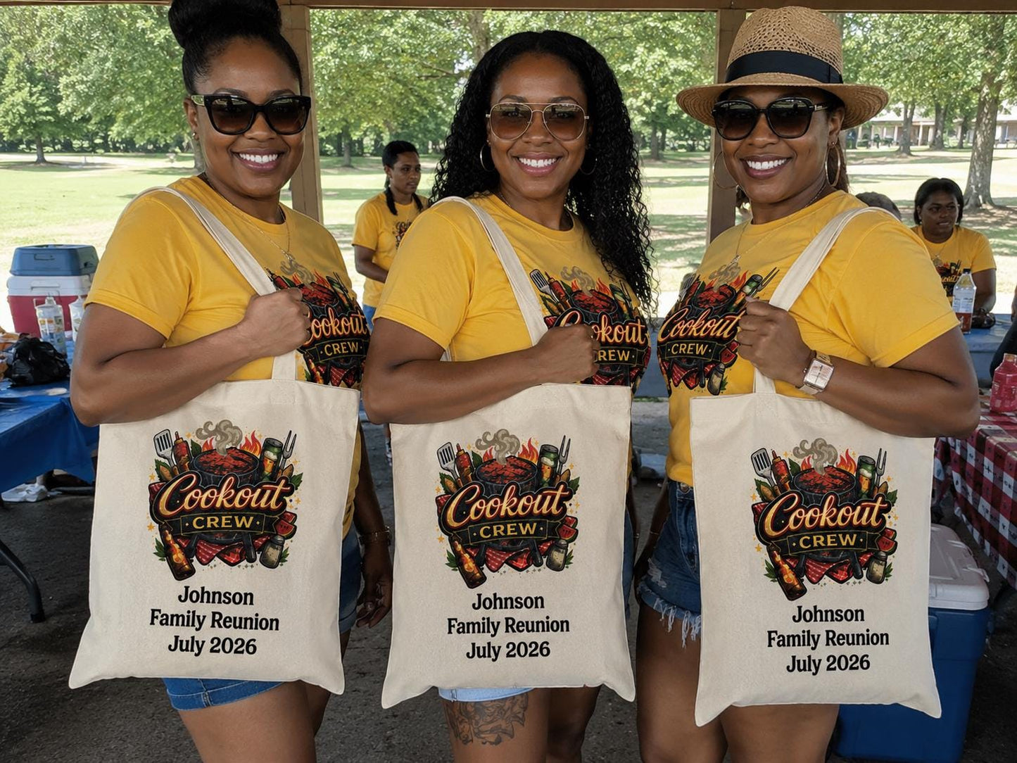 Cookout Crew Family Reunion Tote Bag, Personalized Reunion Tote, Custom Family Reunion Gift Bag, BBQ Tote