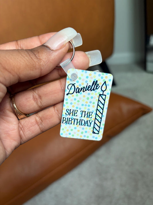 She the Birthday Keychain, Personalized