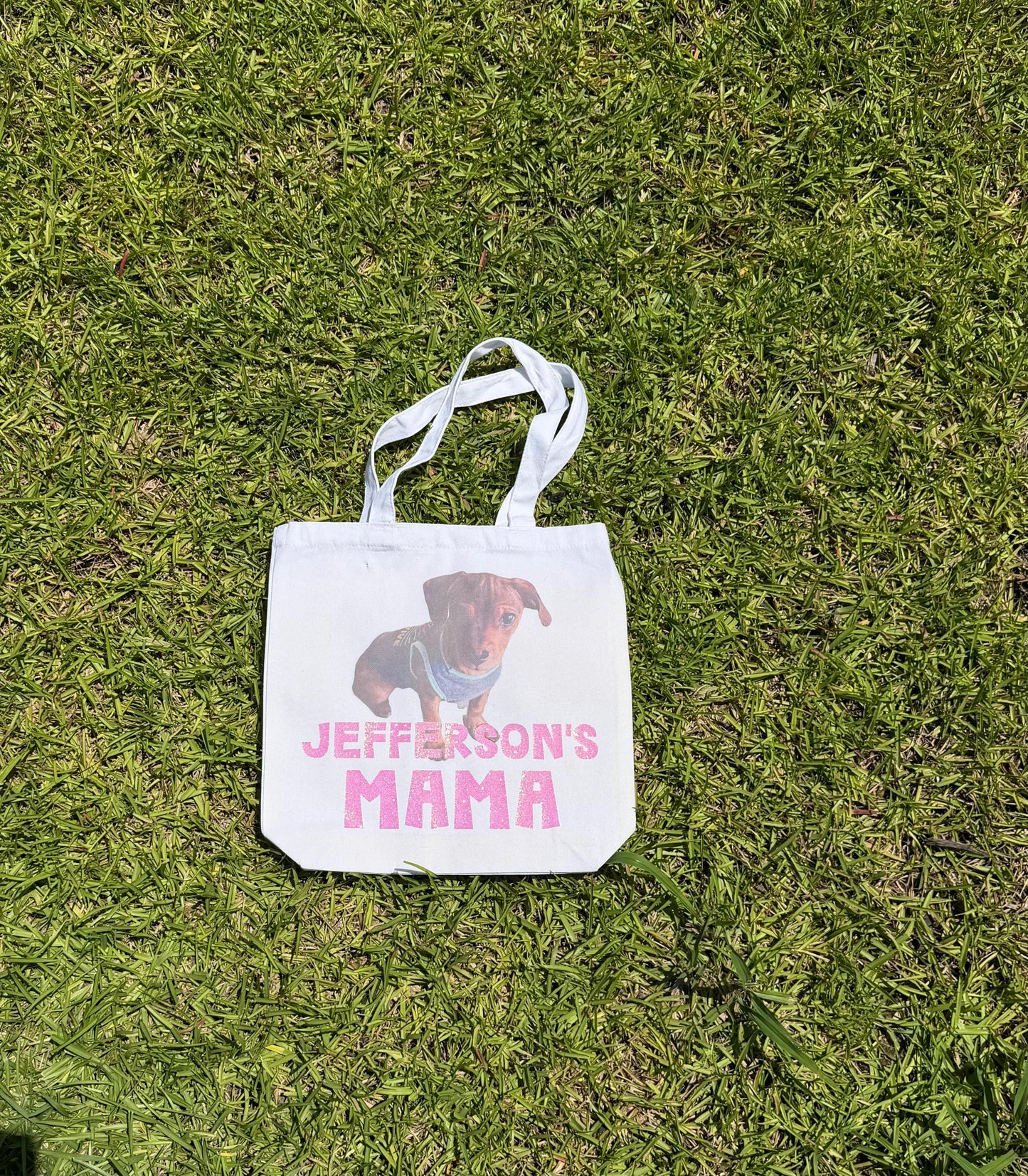 Pet Mama Personalized Glitter Canvas Tote