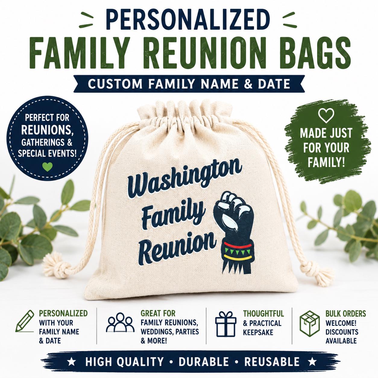 Personalized Black Power Family Reunion Favor Bags