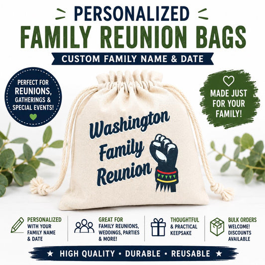 Personalized Black Power Family Reunion Favor Bags