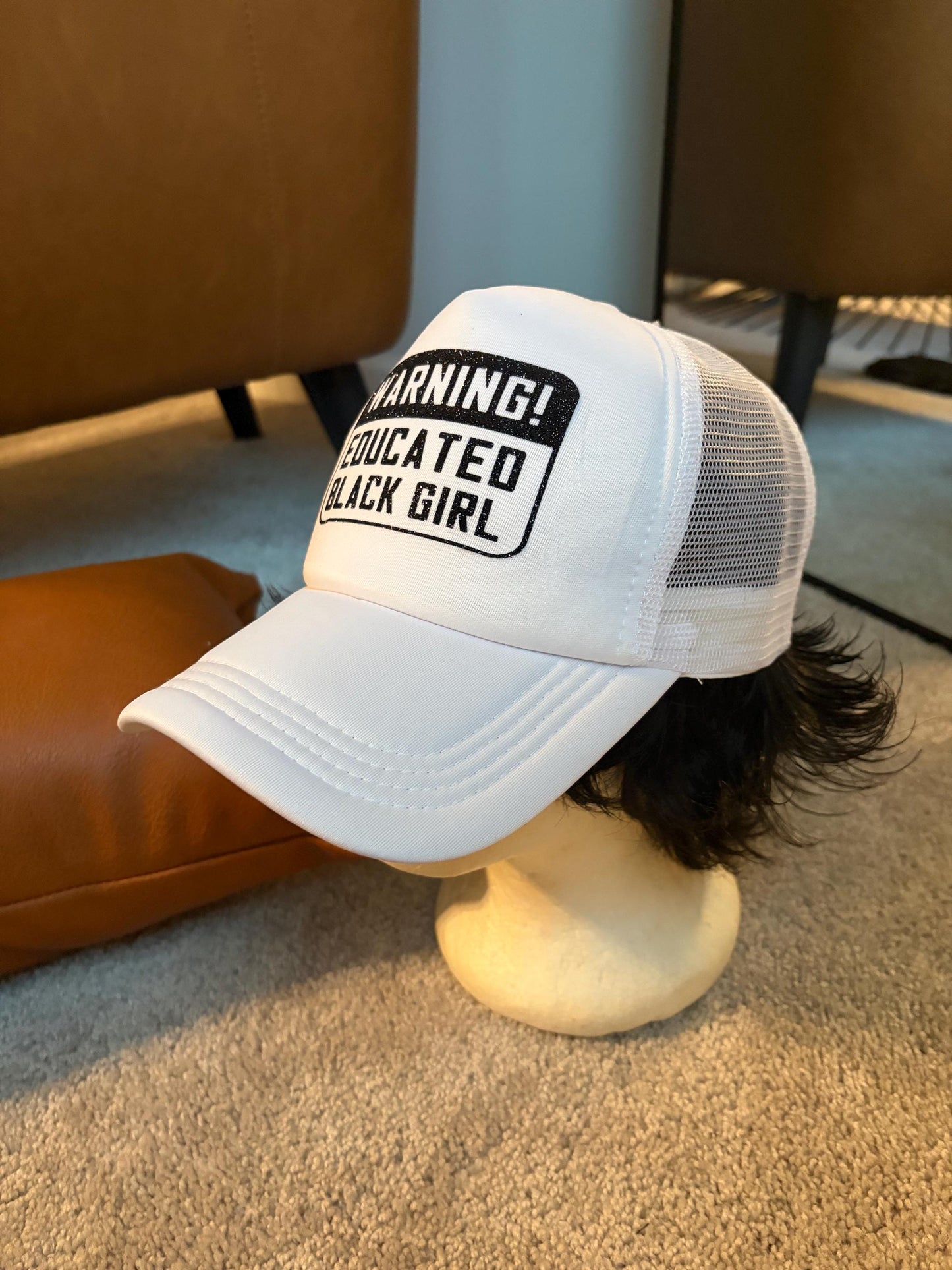 WARNING: Educated Black Girl Hat, Trucker, Mesh, Snapback
