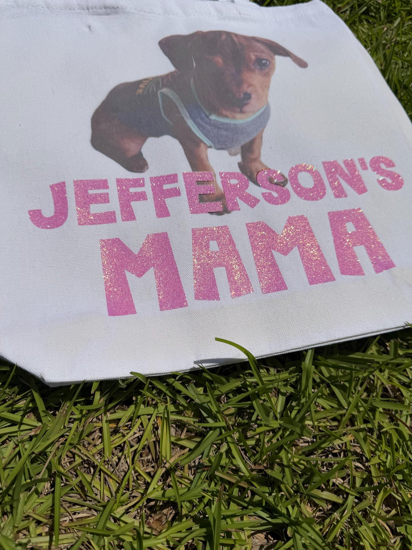 Pet Mama Personalized Glitter Canvas Tote