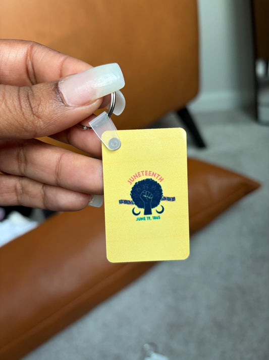 Juneteenth Fist Keychain – Customizable Background Color