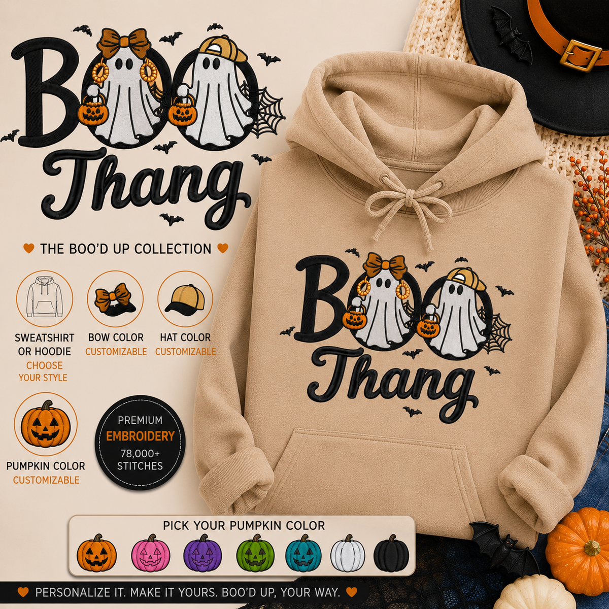 Boo Thang Embroidered Sweatshirt & Hoodie