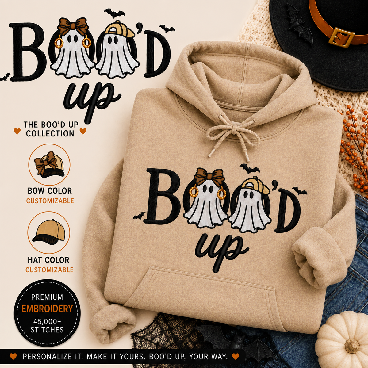 Boo’d Up Embroidered Sweatshirt & Hoodie