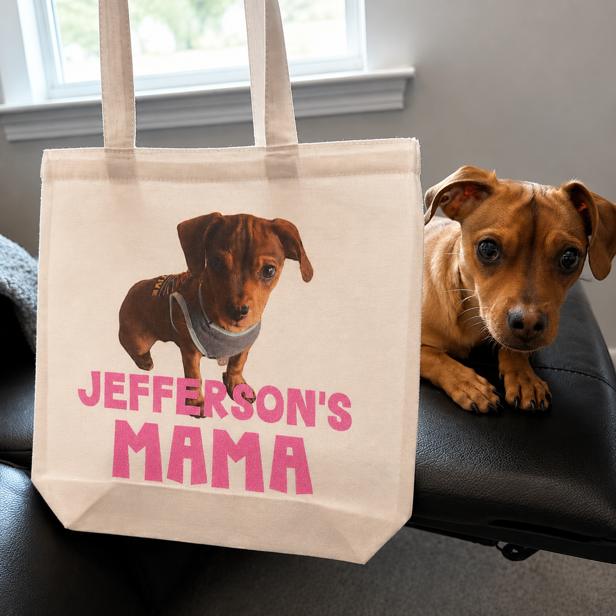 Pet Mama Personalized Glitter Canvas Tote