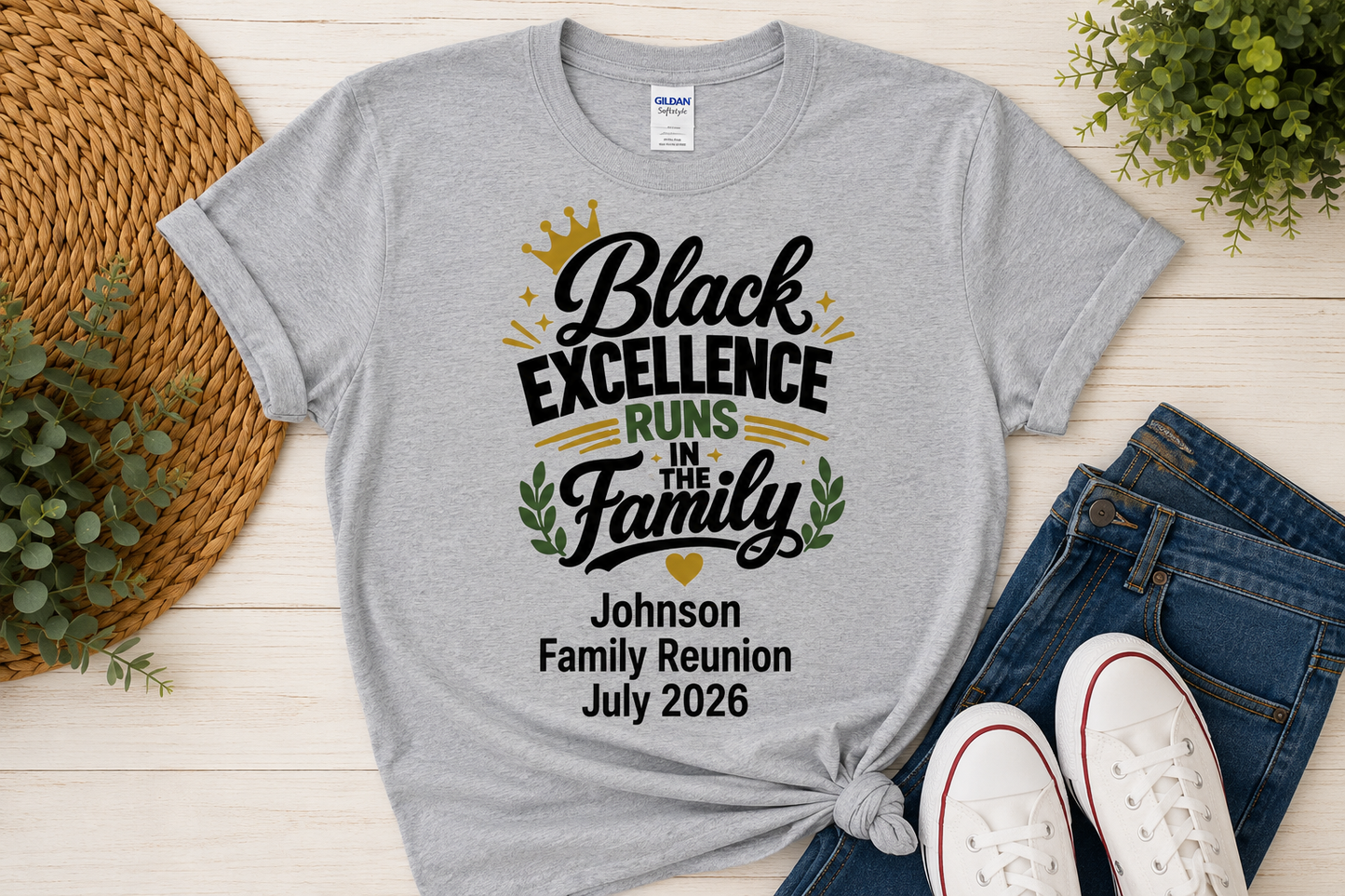 Black Excellence Runs in the Family Reunion T-Shirt, Personalized