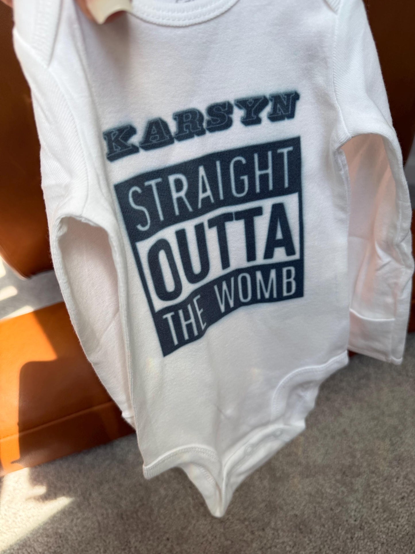 Straight Outta The Womb Baby Onesie, Personalized