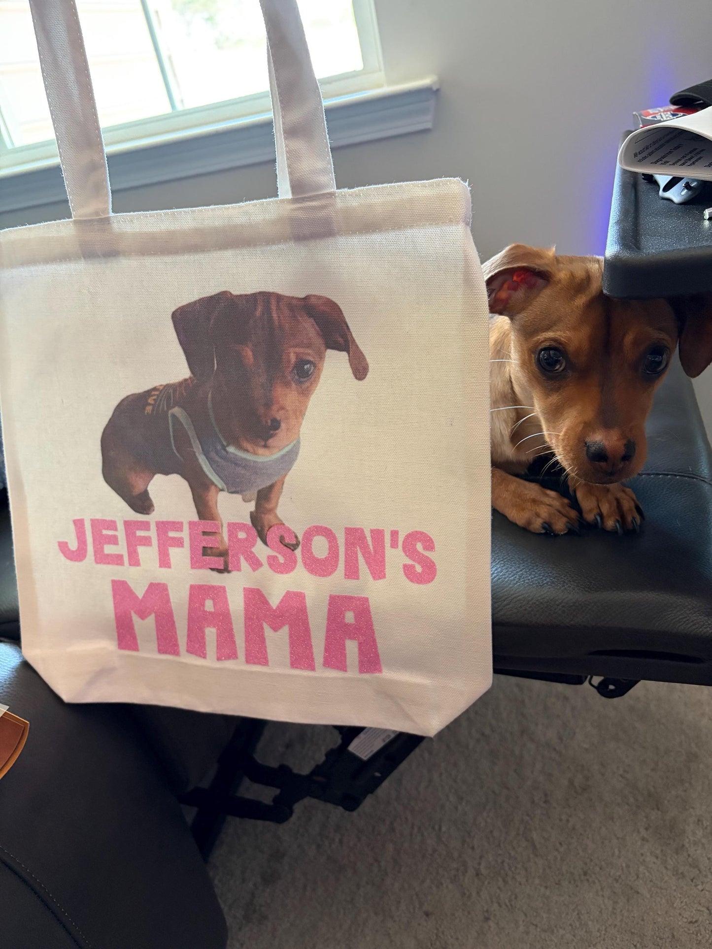 Pet Mama Personalized Glitter Canvas Tote