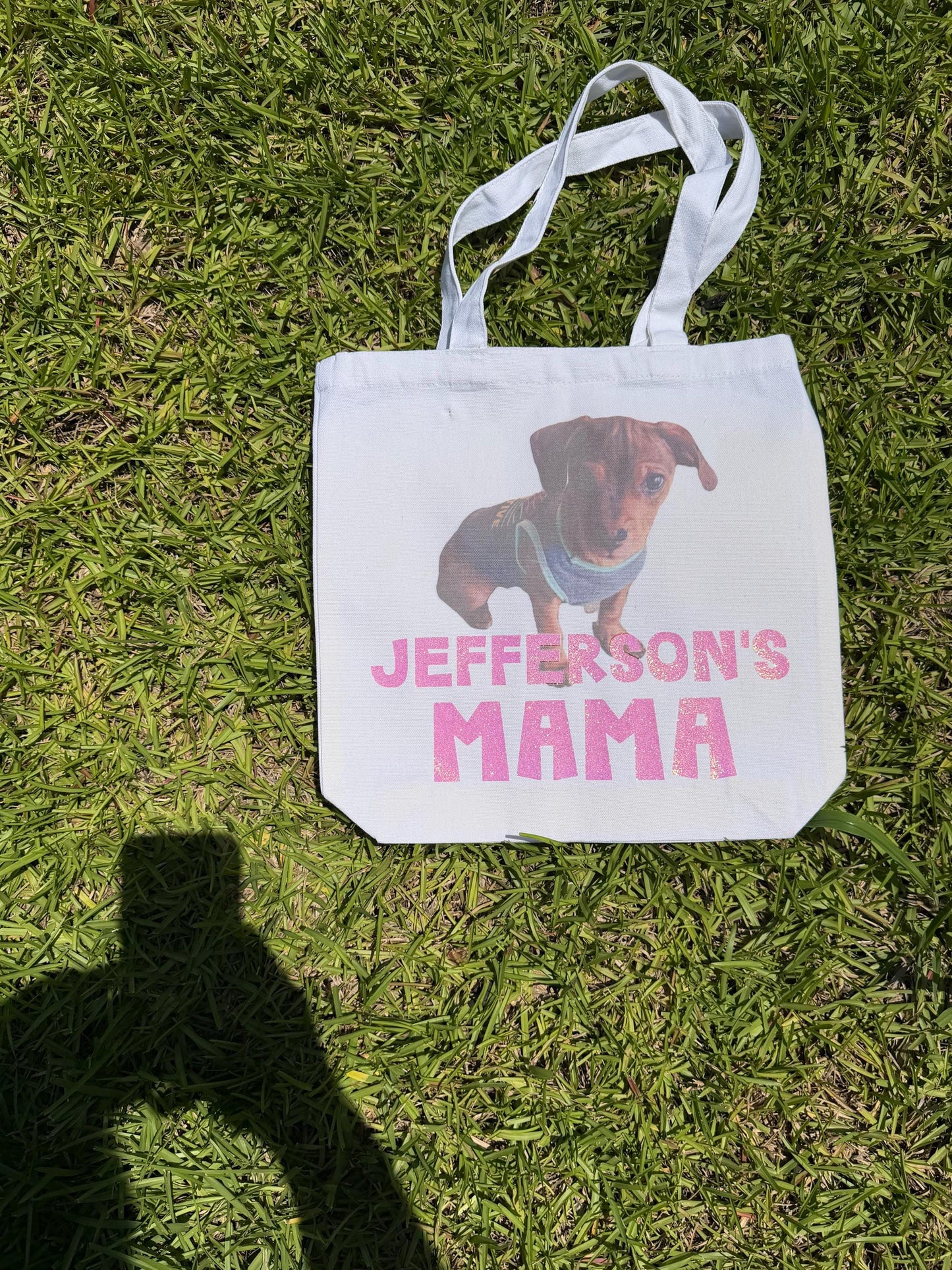 Pet Mama Personalized Glitter Canvas Tote