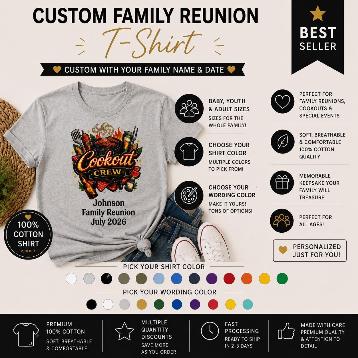 Personalized Family Reunion Shirt, Cookout Crew, Custom Reunion Shirts
