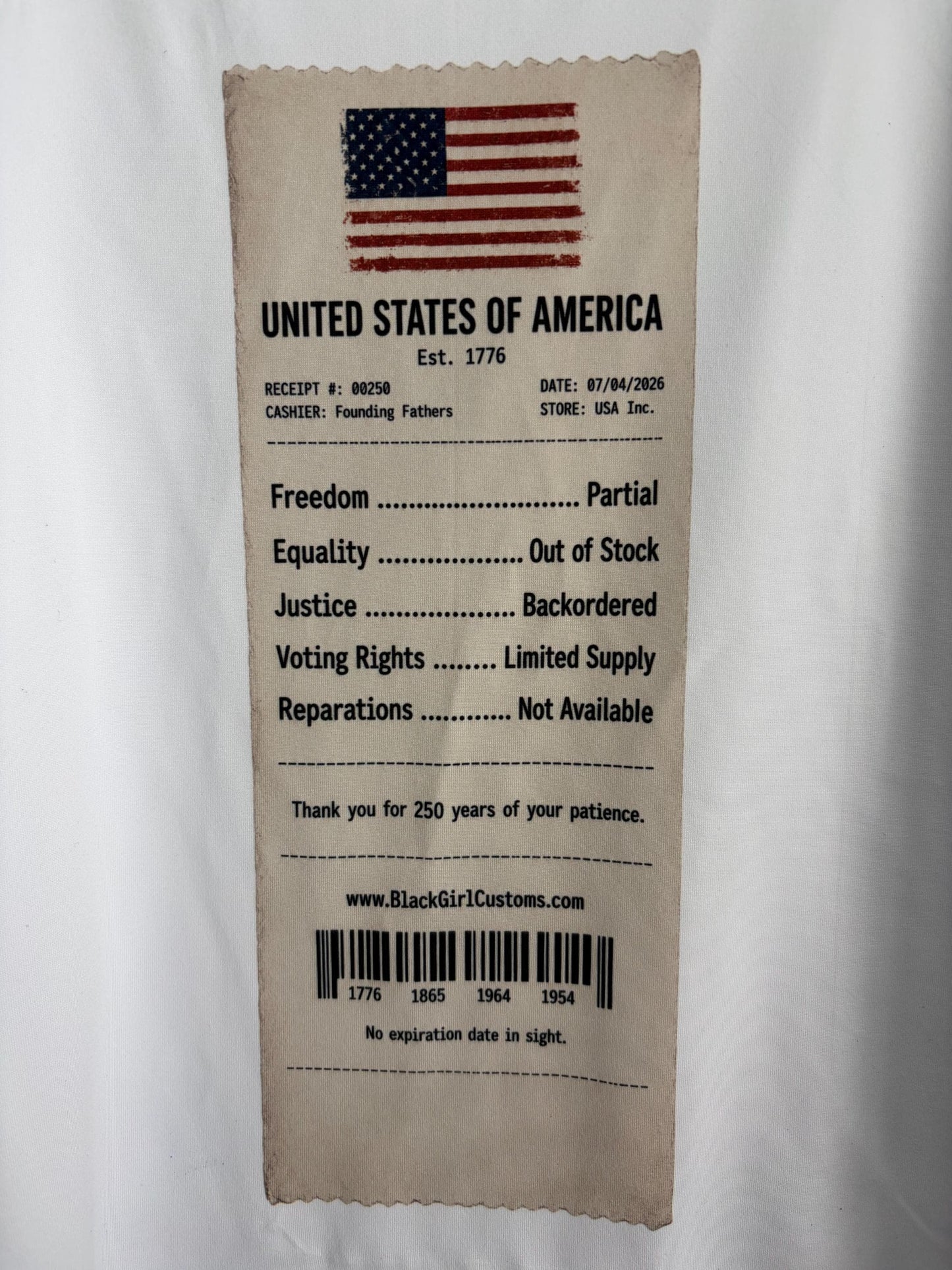 250 Years of Patience Shirt | Black History T-Shirt | Black Culture Tee | Social Justice Shirt | Sarcastic America Shirt | July 4 Tee